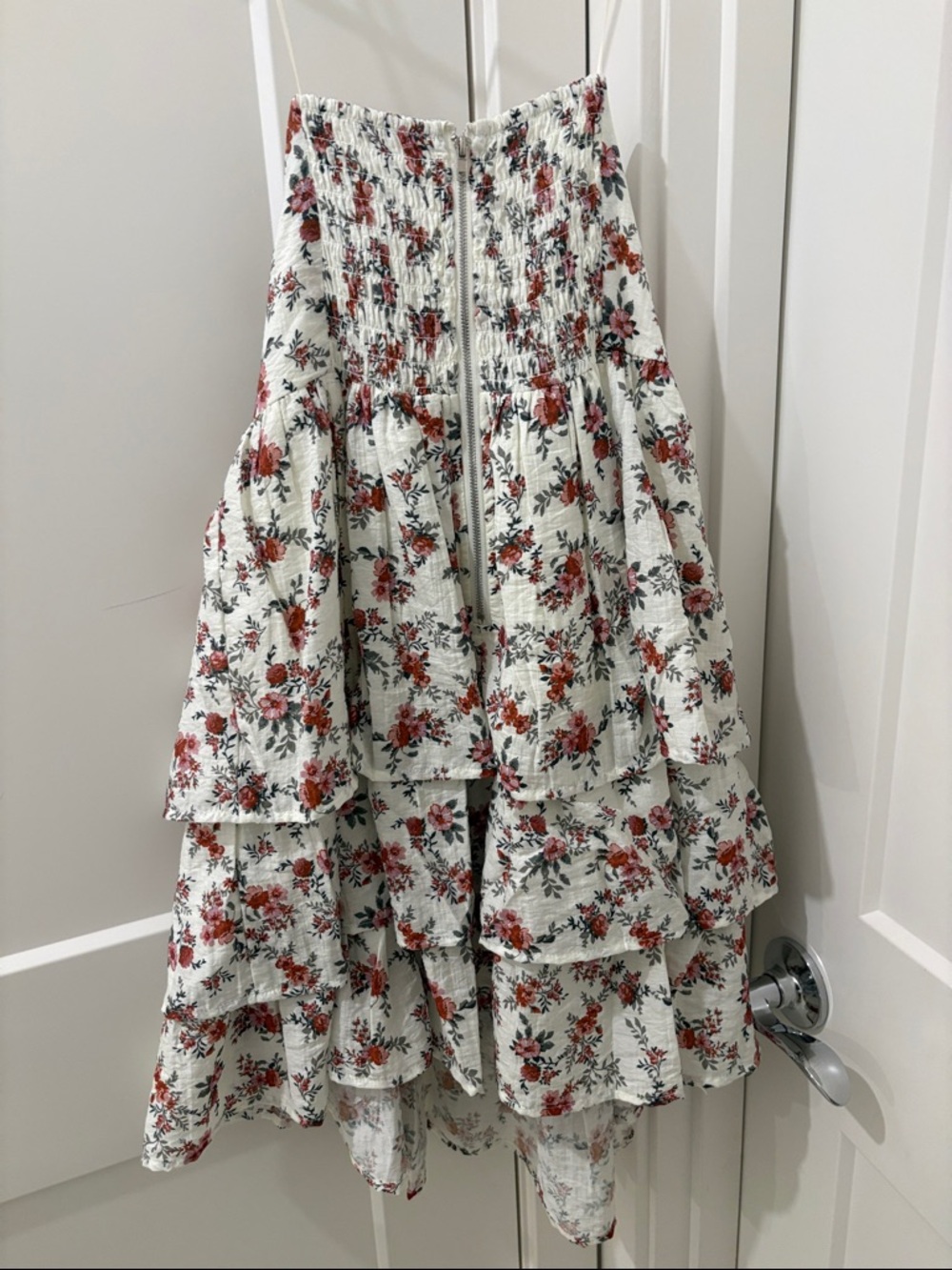 NWT [Altar'd State] Woven Strapless Dress Tiered Ruffle Floral Sundress Womens M - Picture 9 of 12